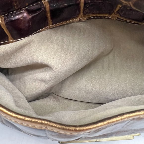 Legaspi Crocodile Alligator Design Patent Leather Print Purse Handbag 8"X12" - Picture 10 of 11